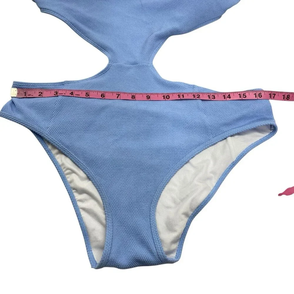 ABERCROMBIE FITCH Women Cut Out 1 Piece Swimsuit‎ Sz XL Blue Beach Pool 59-9